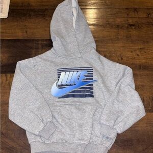 Nike Kids Gray Hoodie with Blue Graphic